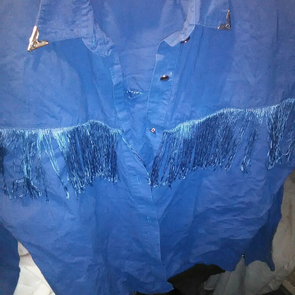 Western fringed ladies blue cotton skirt